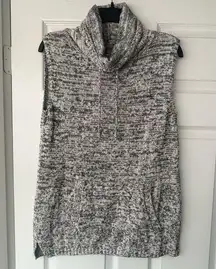 T Talbots black white marled mock neck sleeveless sweater S