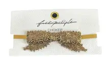NWT Free People FP Gold Beaded Bow Choker necklace