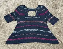 Free people open back short sleeve sweater XS