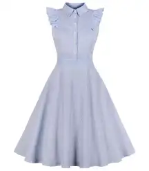 retro french style Turn-Down Collar Button Up Ruffle Armhole Casual Summer Shirt