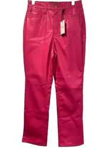 Judy Blue NEW  Pants Womens 5 Hot Pink Straight Leg Shiny Tummy Control High Rise