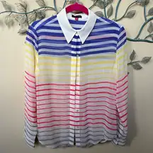 ❤️Vince Camuto Striped Button Up Collared Shirt Sz S EUC CLEARANCE