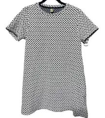 Piazza Italia Knit Sweater dress black white geometric sheath mini US sz M