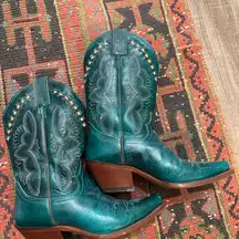 Justin Boots Teal Leather Western Boots
