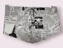 AKIRA Read The News Black and White Lace Up Underbust Corset XL