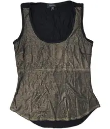 Karen Kane‎ Shell Metallic Front Tank Top Blouse Gold Copper M