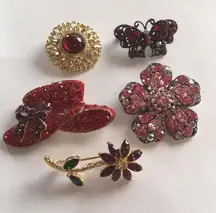Lot Of 5 Vintage - Modern Costume Jewelry Brooches Pins Variety _ Nice!