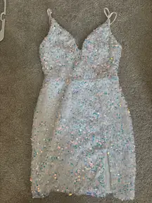 Lucy in the Sky Sequin Dress Iridescent white