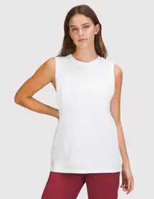 Lululemon Womens Top White All Yours Tank Crewneck Sheer Pima Sleeveless Size 8