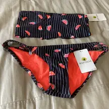 Body Glove watermelon crop top bikini small top xsmall bottoms