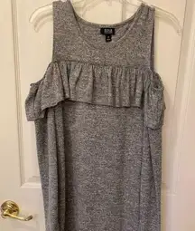 Gray XS ANA Cold Shoulder Ruffle Sweater Dress NWT