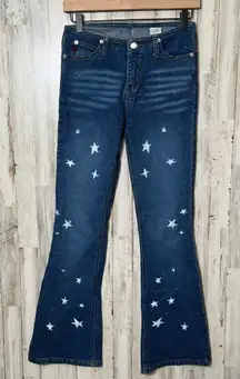 Mudd Vintage Y2K Low Rise Flare Jeans Star Print Glitter Sparkle Womens Sz‎ 3/27