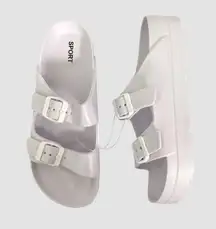 White Sport Rubber Buckle Sandals Slides Slippers EU 40 US 9