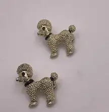 Lot Of 2 Matching Brooch Pins - Gold Tone Poodle Dogs Costume Jewelry