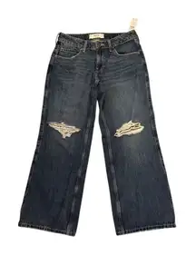 Hollister Women's Low-Rise Baggy Jeans Size 27 Short Blue Distressed NWT