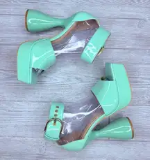 Disco green 70s inspired bratz 90s y2k cylinder heels shoes costume / unique 8