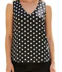 ANTHROPOLOGIE MAEVE Black With White Polka Dot Jacquard Sleeveless Top EUC Small