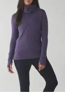 Lululemon In A Cinch Reversible Purple Striped Cowl Neck‎ Pullover Sweater