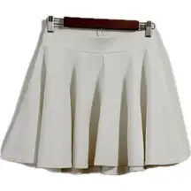 Cream Pleated Skater Mini Skirt‎ for Cocktail