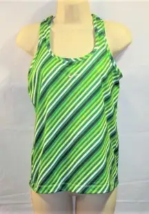 Nike Performance Womens Athletic Tank Top Size Large Racerback Striped Green