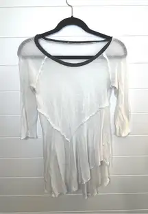 Women's Free People White Asymmetrical Top Size Small Bohemian Casual Neutral