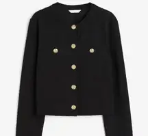 NWT Navy Textured Cropped Cardigan
