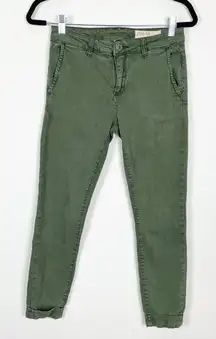 Pistola Woman's Sz 27 Olive Army Green Mid Rise Skinny Leg‎ Cuffed Pants