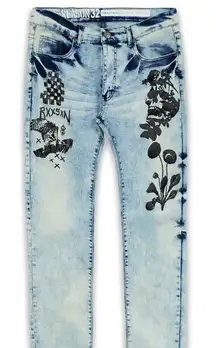 Reason Graphic Light Wash Cotton Jeans