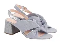 J.Crew Twisted-knot Penny sandals in stripe with glitter heel