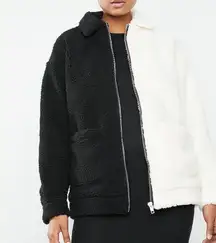 MOVING SALE Missguided Black and Cream Sherpa Jacket