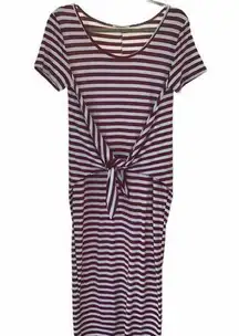 Promesa striped sash front tie maxi dress