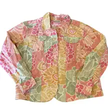 Coldwater Creek Floral Cotton‎ Jacket Women's Button Front Lightweight Flowers