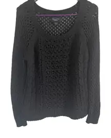 American Eagle Outfitters Size Large Gray Wool‎ Blend Crochet Sweater