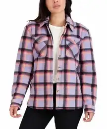 Sage Women's Long Sleeve Plaid Plush Sherpa Lined Fleece Shirt Jacket size s