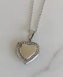 Silver Heart Necklace Diamond Necklace Picture Charm Necklace