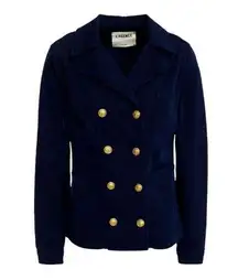 L'Agence  Allison Navy Blue Double-Breasted Gabardine Jacket Size Medium ($495)