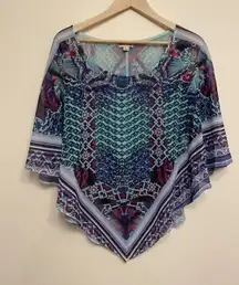 World Unity Sheer Cover-up Top Women XL Rhinestone Beach Topper Boho Multicolor