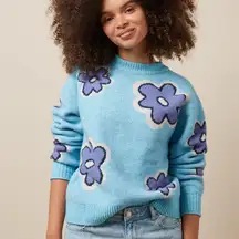 American Eagle Outfitters Light Blue Knit Sweater