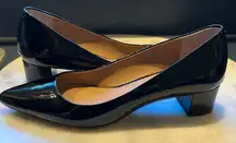 Calvin Klein Black Patent pointy Toe Block Heels. LN ,Slip. Resistance.Sz 6.