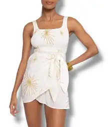 Sundress Womens White Gold Amande Robe Court Sarong Mini Dress‎ Wrap Sz L/XL