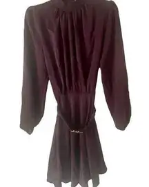 AX Paris Purple - Plum Long Sleeve Belted Skater Dress, Size M, $34, B53