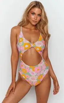 New 9.0 Swim Jada Cut Out  Retro Floral Swimsuit Bathing Suit Size 4