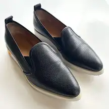 EVERLANE Flats Platform Loafers Size 8.5 Made in ITALY‎ Perforated Black Leather