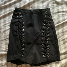 SHEIN Black High Waist Lace-Up Shorts