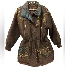 Vtg Y2K Mulberry Street‎ puffy ski jacket oversized Size S with shoulder pads