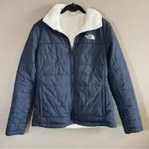 The North Face Women’s Navy Blue & White Reversible Puffer Coat Small