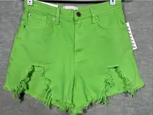 BDG Urban Outfitters Women's Shorts Sz‎ 27 Green Denim Distressed A-Line Casual