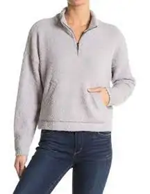 RDI Womens L Cozy Half Zip Pullover‎ Top Sweater Stretchy Light Gray Soft