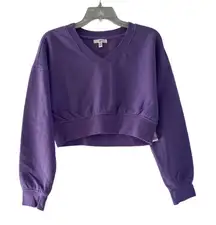 NWT BP purple dahlia v neck cropped sweatshirt S 80% organic cotton