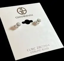 NEW Giani Bernini CZ Sterling Silver 925 STUD EARRINGS 1/4” Cubic Zirconia Macys